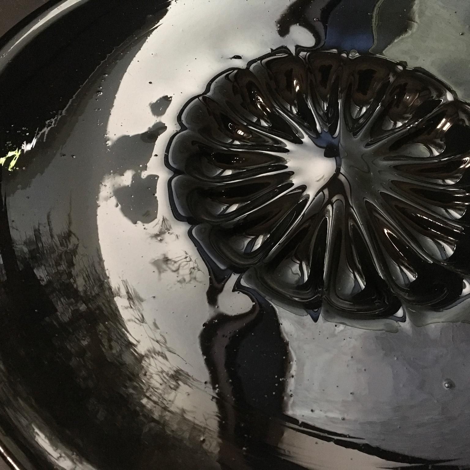 1960 Venezia Italy Mid Century Modern Murano Blown Black Glass Bowl photo vintage