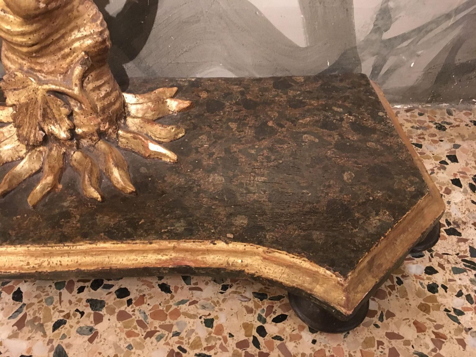 1650 Italy Giltwood Carved Console With Leaves And Bunches Of Grapes photo Furniture