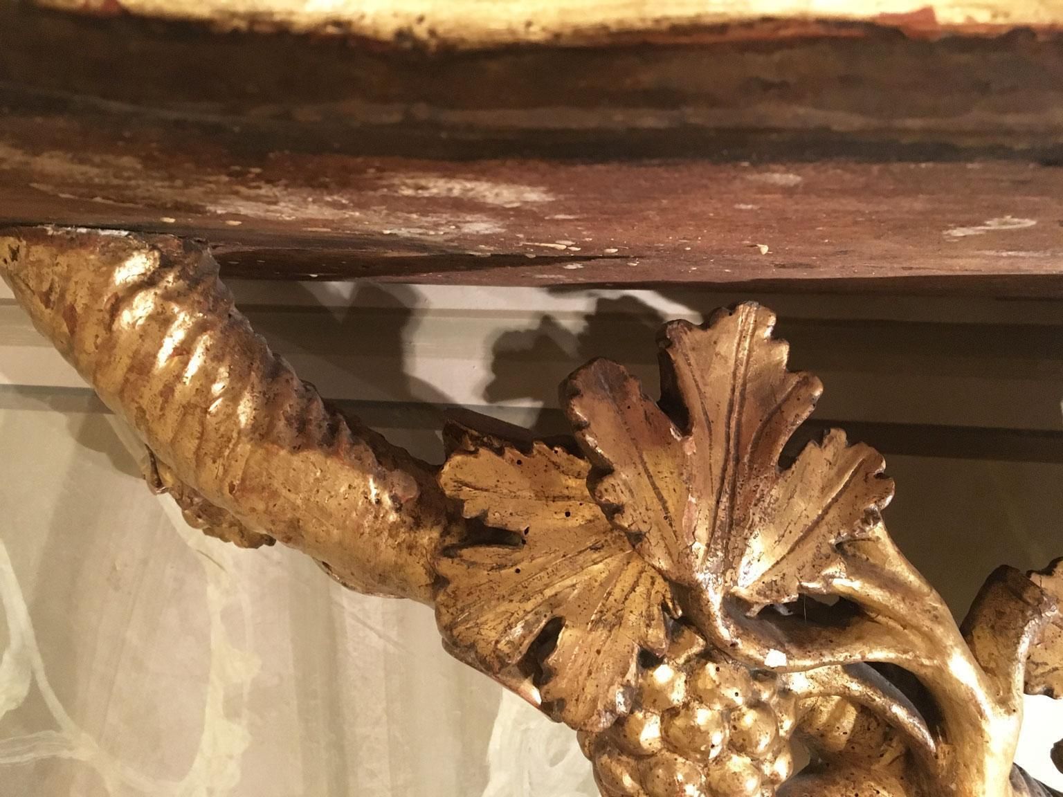 34026.0 1650 Italy Giltwood Carved Console With Leaves And Bunches Of Grapes photo
