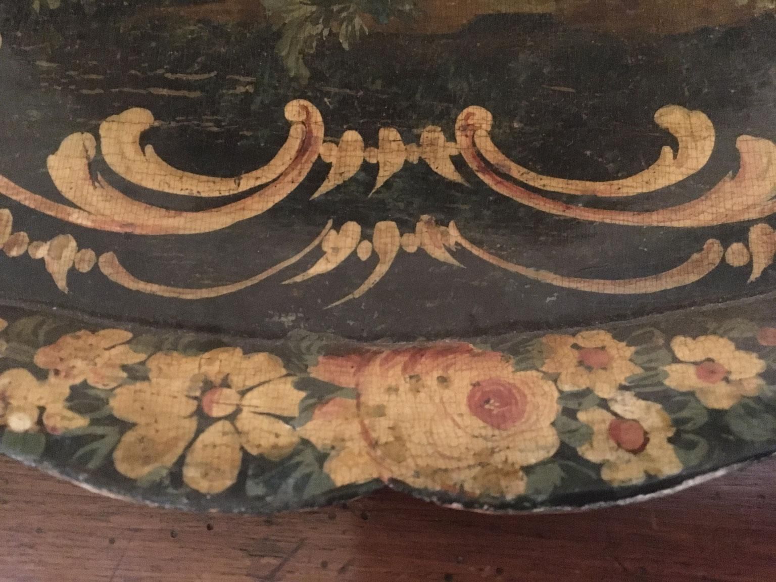 1750 Venezia Italy Green Lacquered Wooden Tray With Chinese Figures photo 17013.0