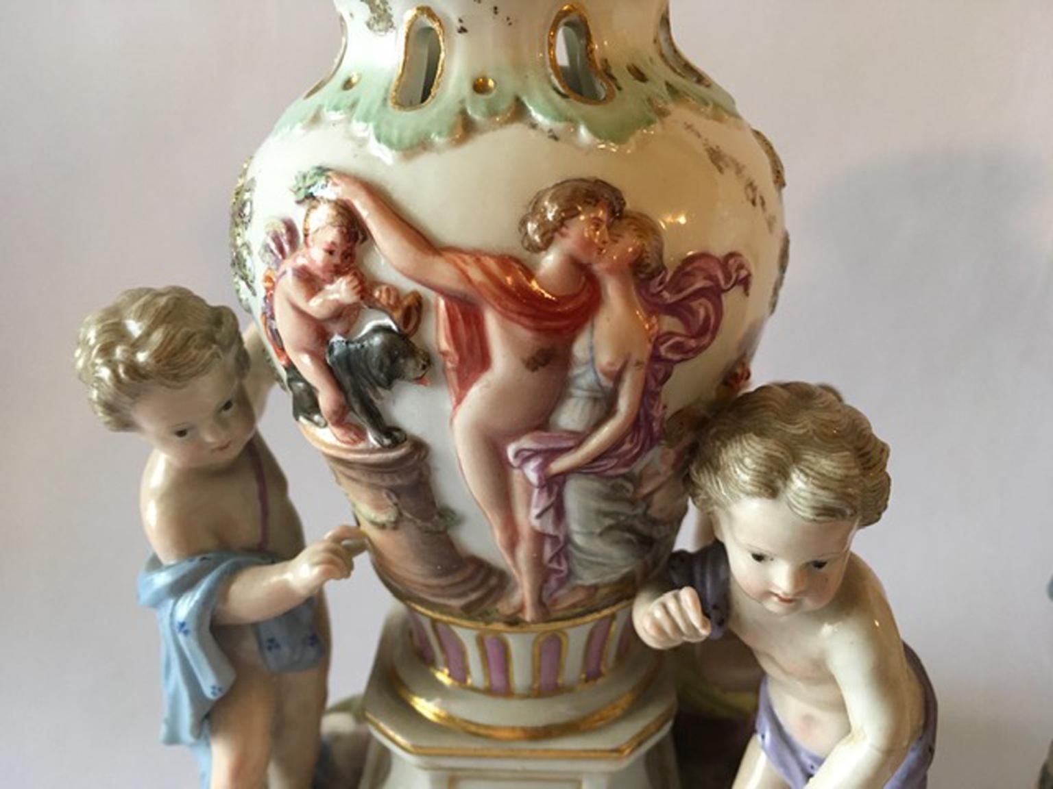 Europe Mid 19th Century Meissen Pair Porcelain Vases photo 2382.0