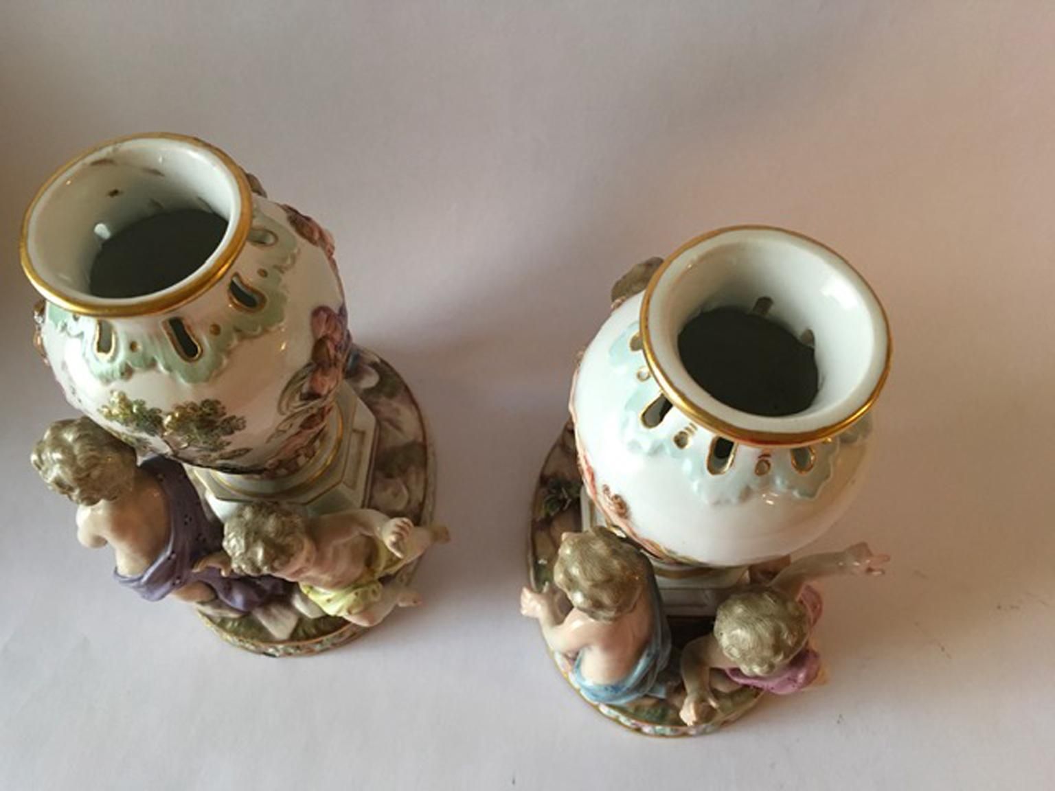 photo furniture Europe Mid 19th Century Meissen Pair Porcelain Vases