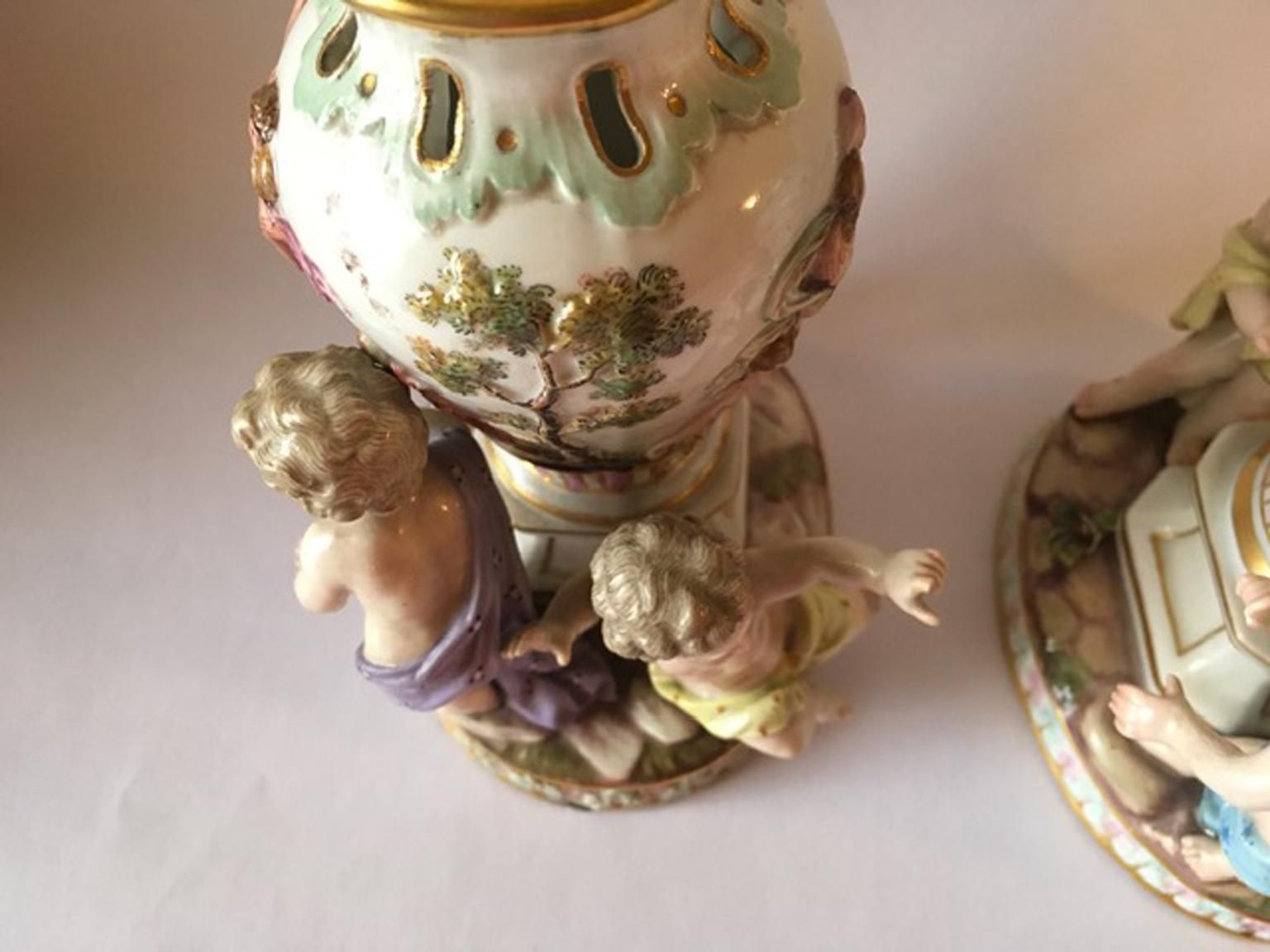 photo buy Europe Mid 19th Century Meissen Pair Porcelain Vases