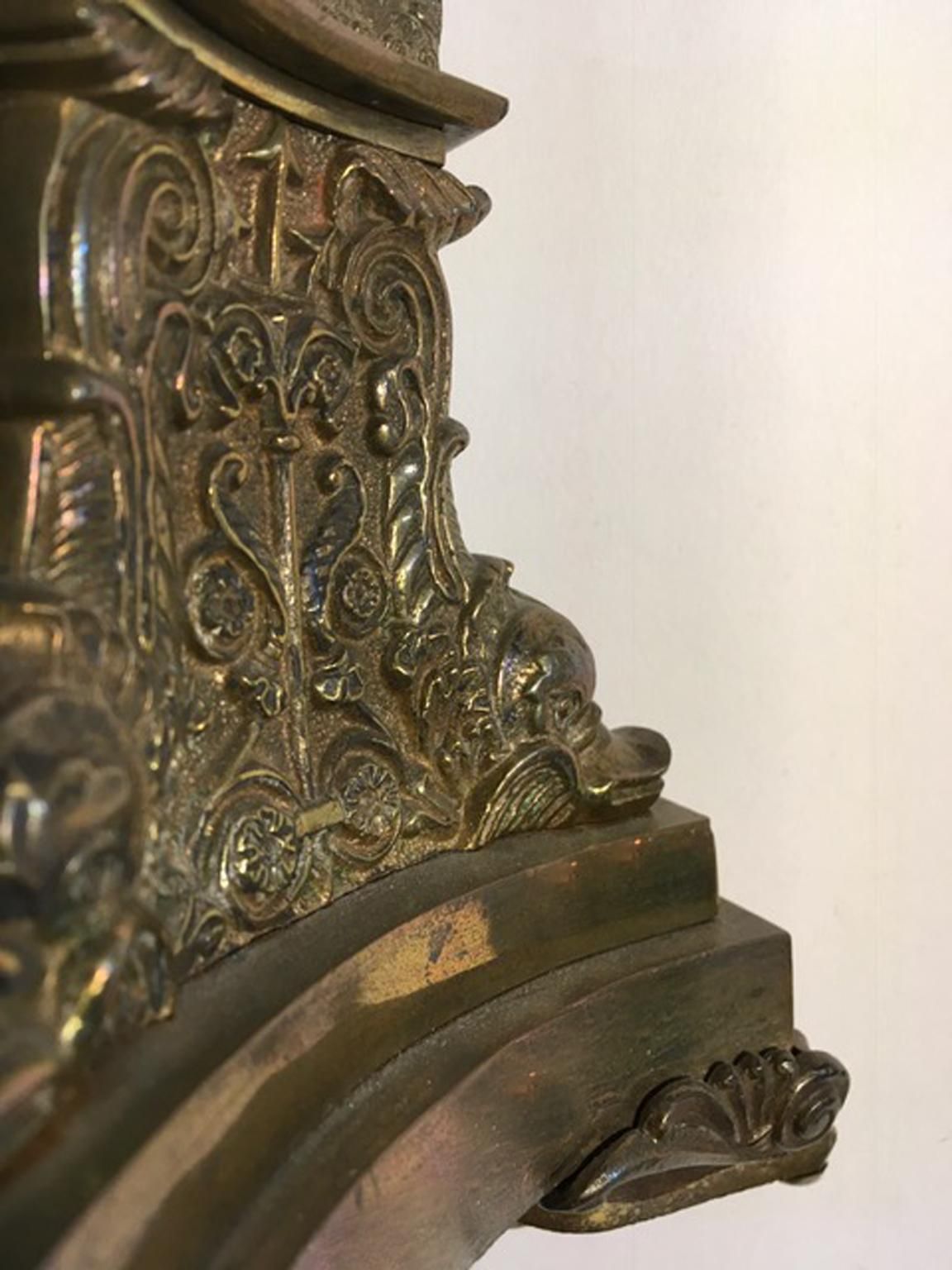 Italy Late 18th Century Pair Empire Brass Candleholders photo for sale