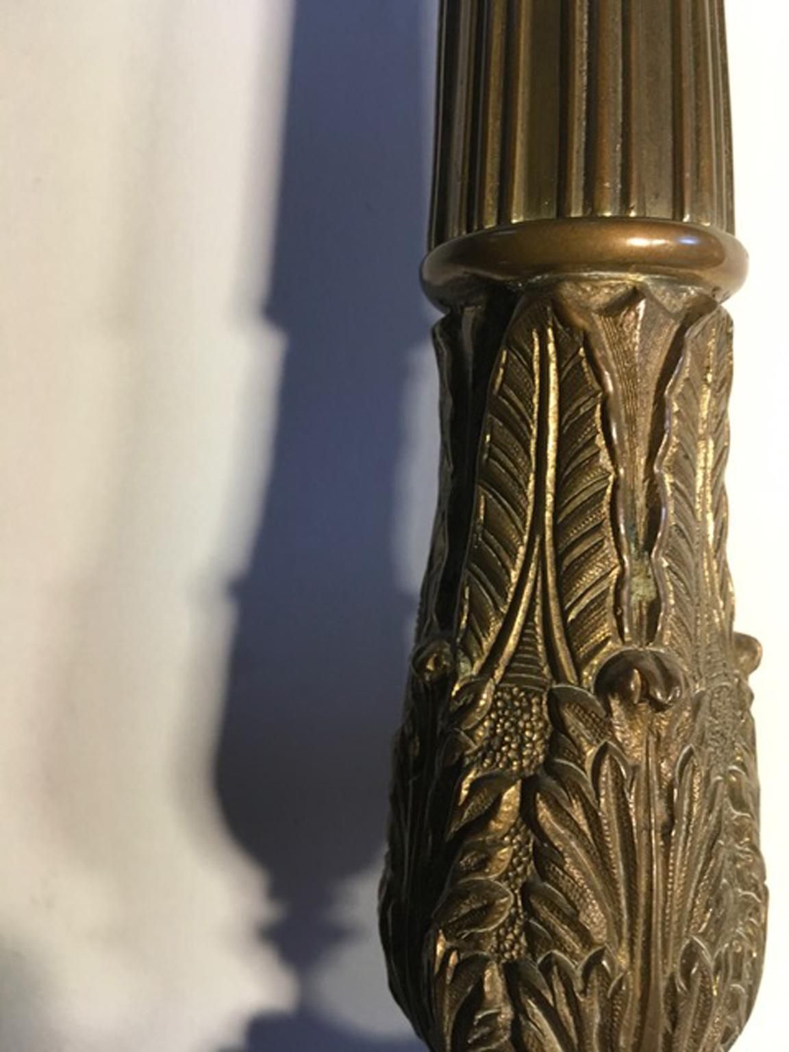 Italy Late 18th Century Pair Empire Brass Candleholders photo vinterior
