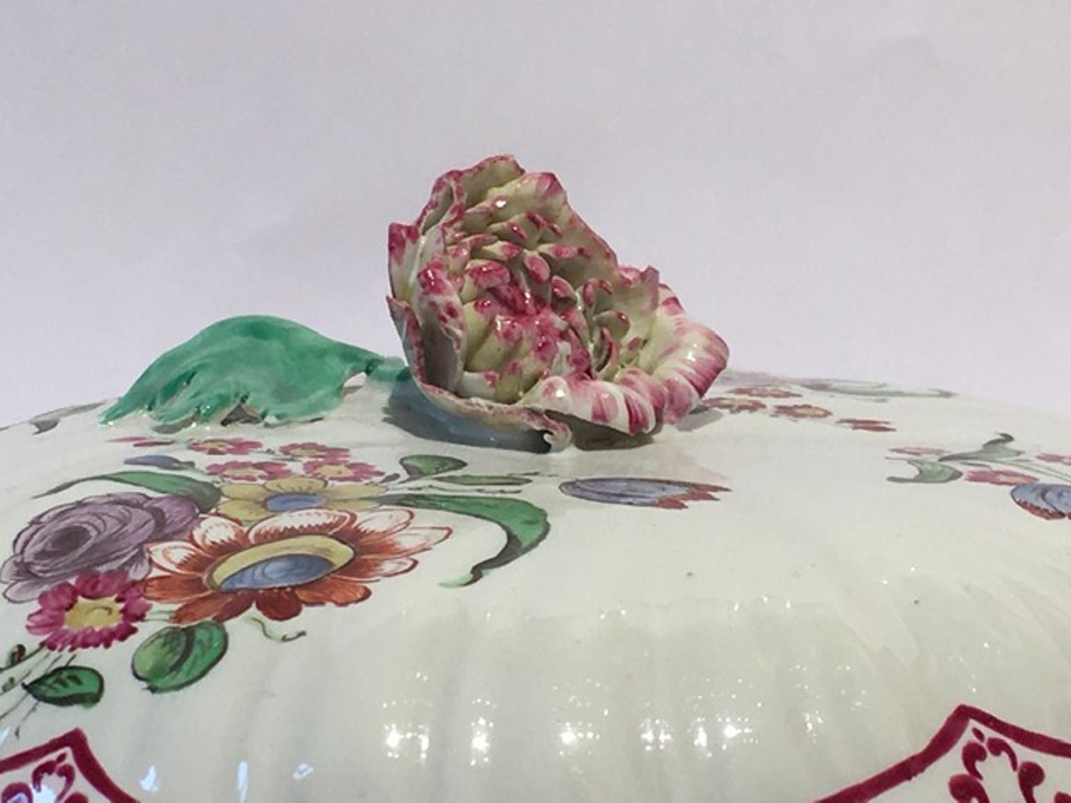 Italy 18th Century Richard Ginori Porcelain Covered Cup With Floral Drawings photo Home Decor
