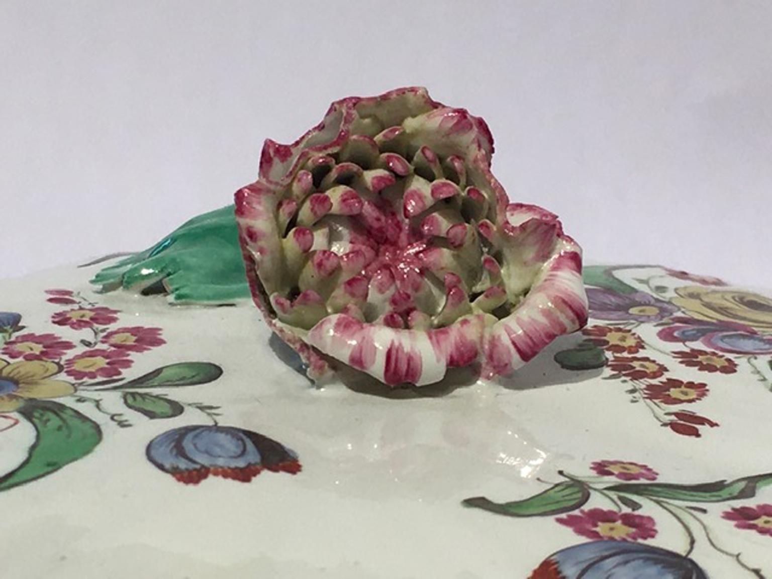 Italy 18th Century Richard Ginori Porcelain Covered Cup With Floral Drawings photo buy