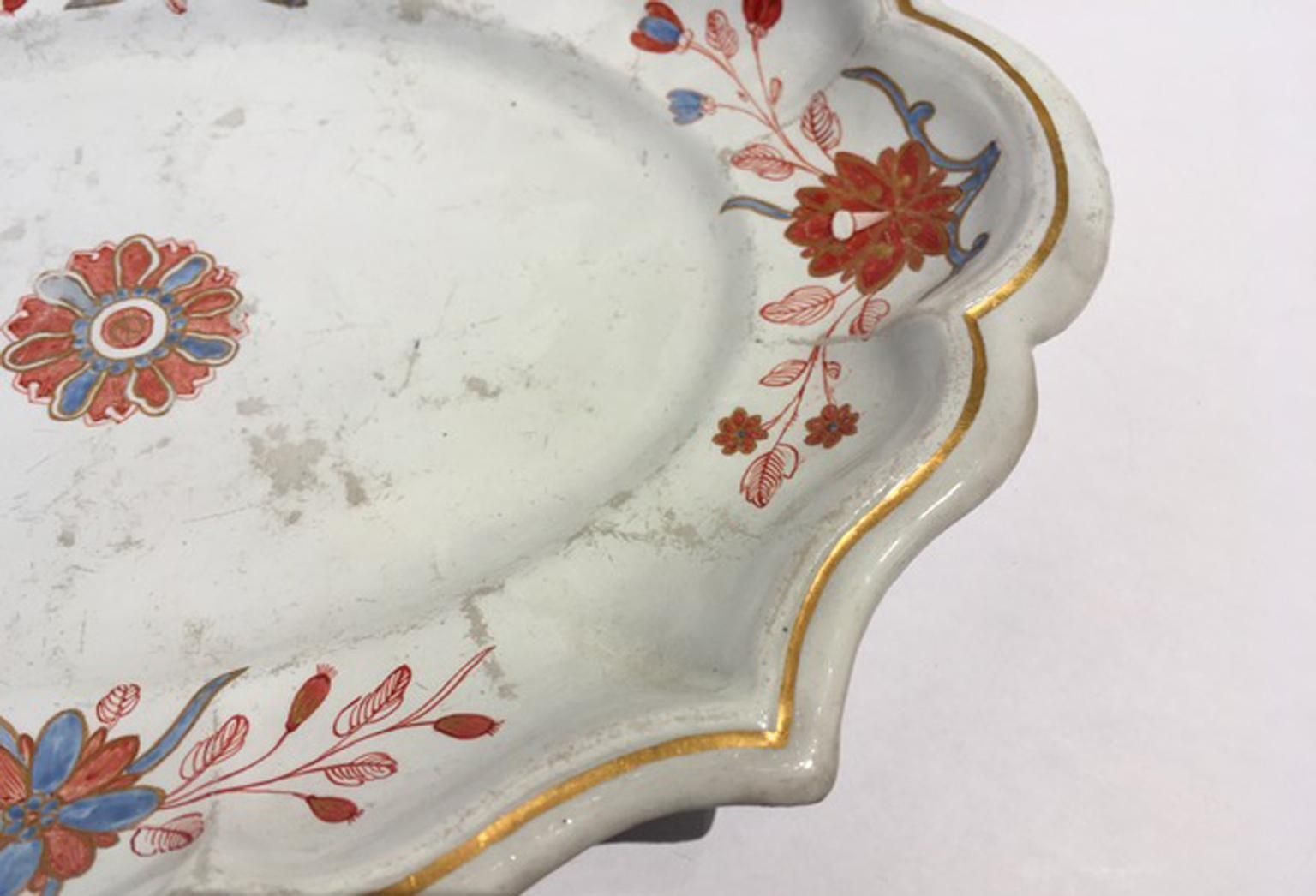 Italy Richard Ginori 18th Century Porcelain Sauce Terrin Floral Drawings photo vintage