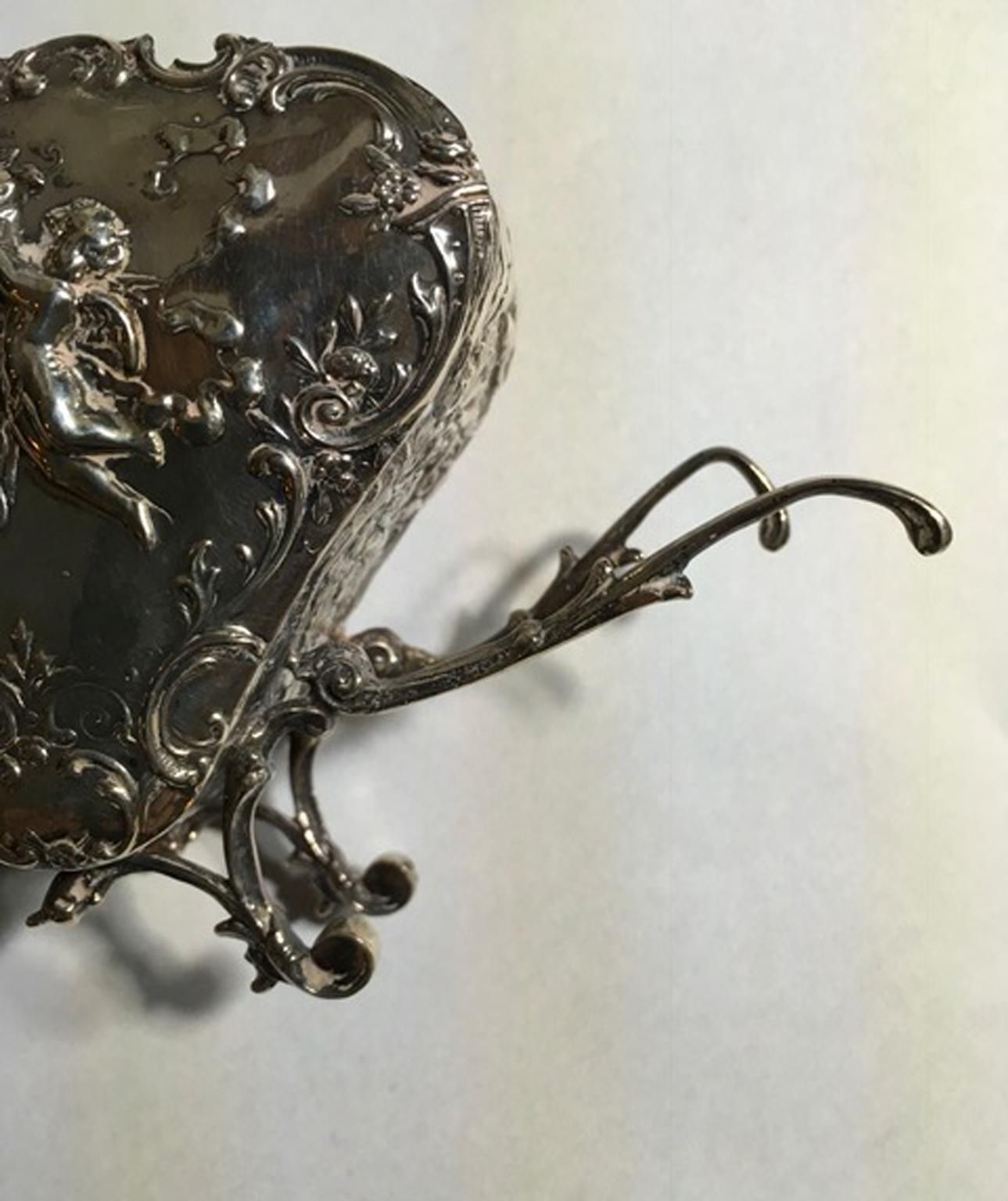 Italy Late 19th Century Sterling Silver Box Baroque Little Love Cart photo 851.0