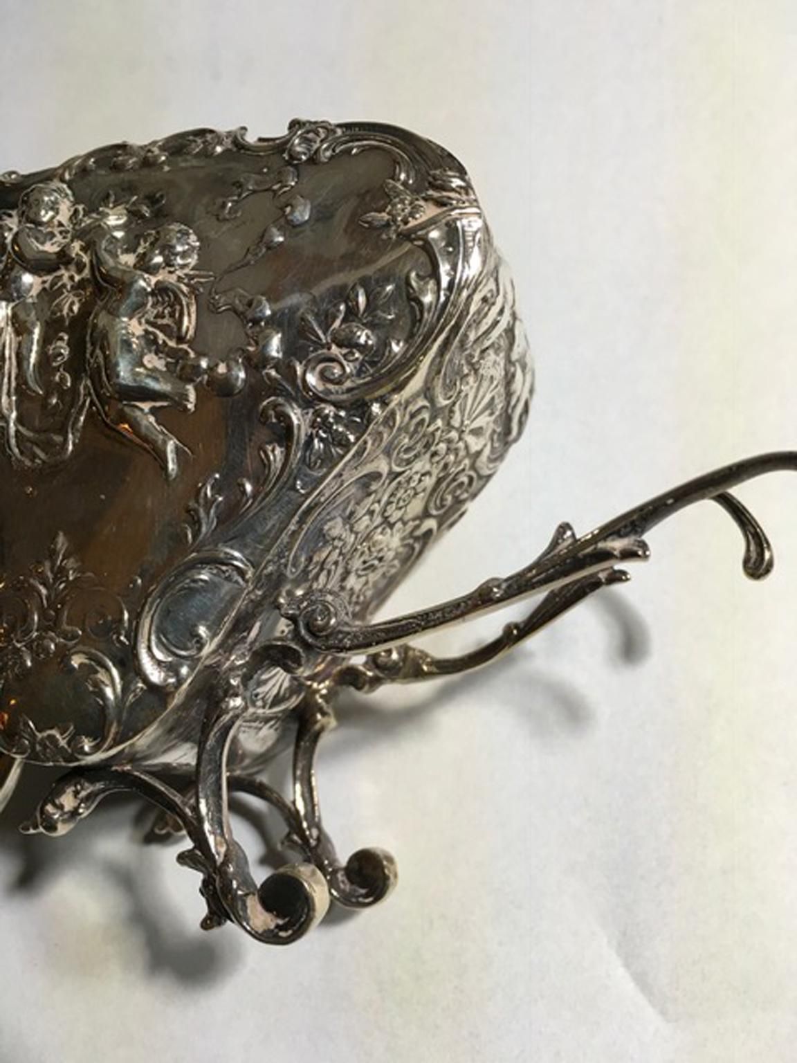 851.0 Italy Late 19th Century Sterling Silver Box Baroque Little Love Cart photo