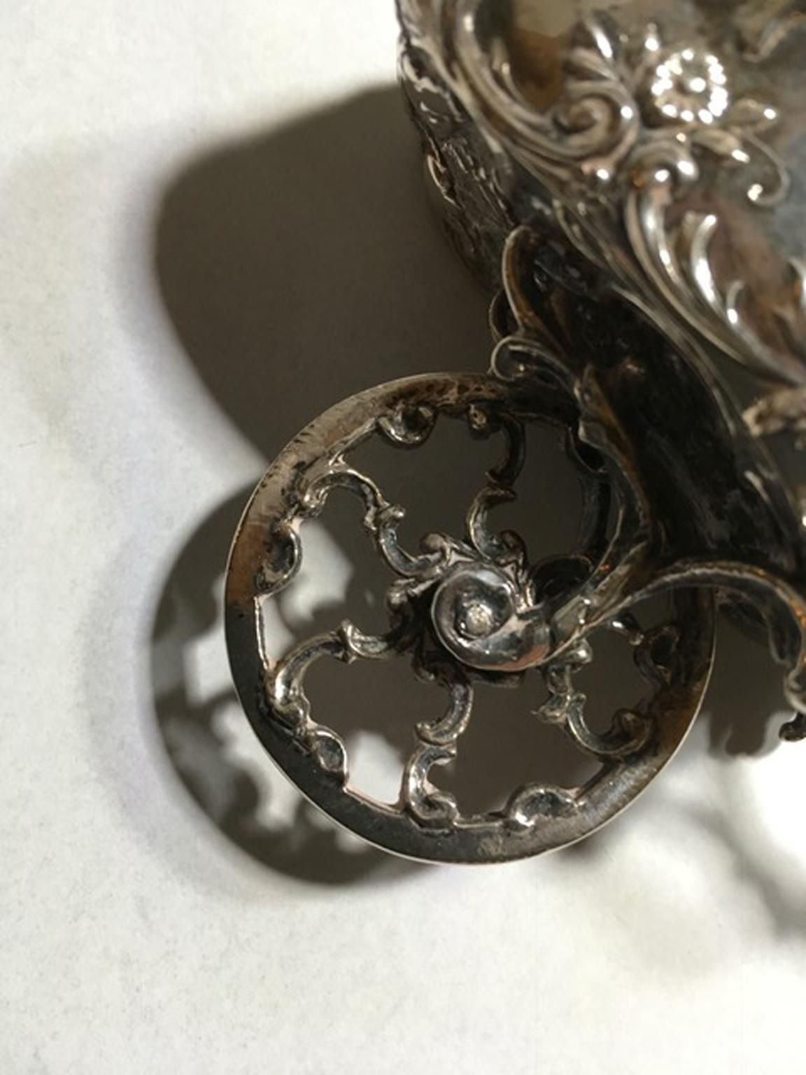 photo buy Italy Late 19th Century Sterling Silver Box Baroque Little Love Cart