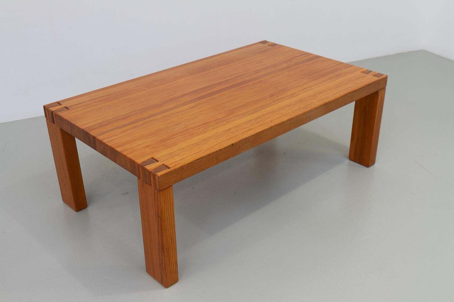 Danish Modern Rectangular Brutalist Coffee Table In Oregon Pine, 1970s. photo furniture