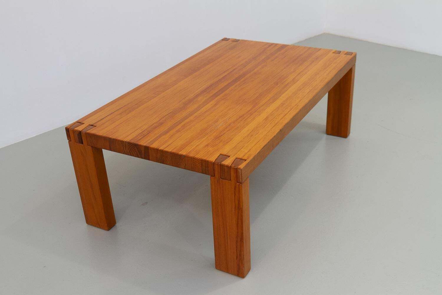 Danish Modern Rectangular Brutalist Coffee Table In Oregon Pine, 1970s. photo for sale