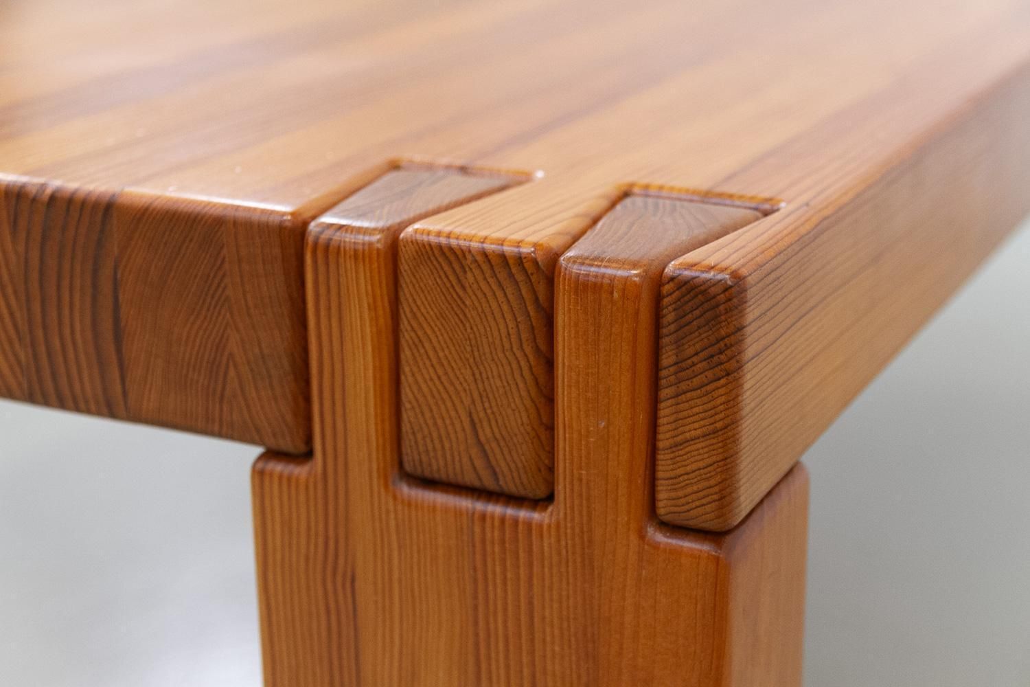 photo for sale Danish Modern Rectangular Brutalist Coffee Table In Oregon Pine, 1970s.