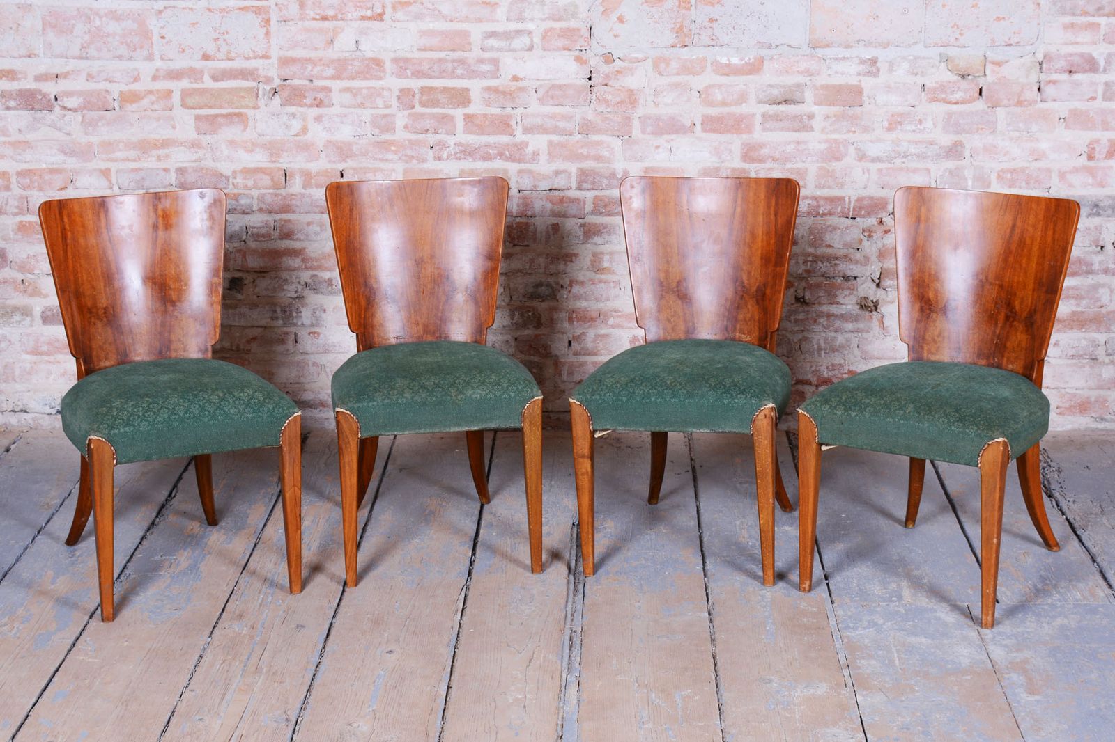 Set Of 4 Original Art Deco Chairs, J. Halabala, Up Zavody, Chrome, Czech, 1940s photo Furniture