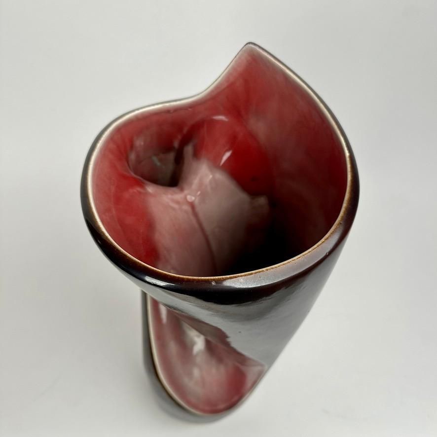 photo furniture Mid Century Modern Italian Dark Brown & Mauve Glazed Ceramic Sculptural Vase