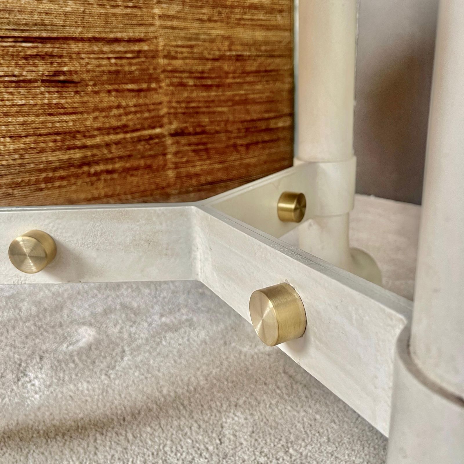 photo for sale Marzio Cecchi Chestnut Emperor Marble & White Iron W/ Brass Details Round Table