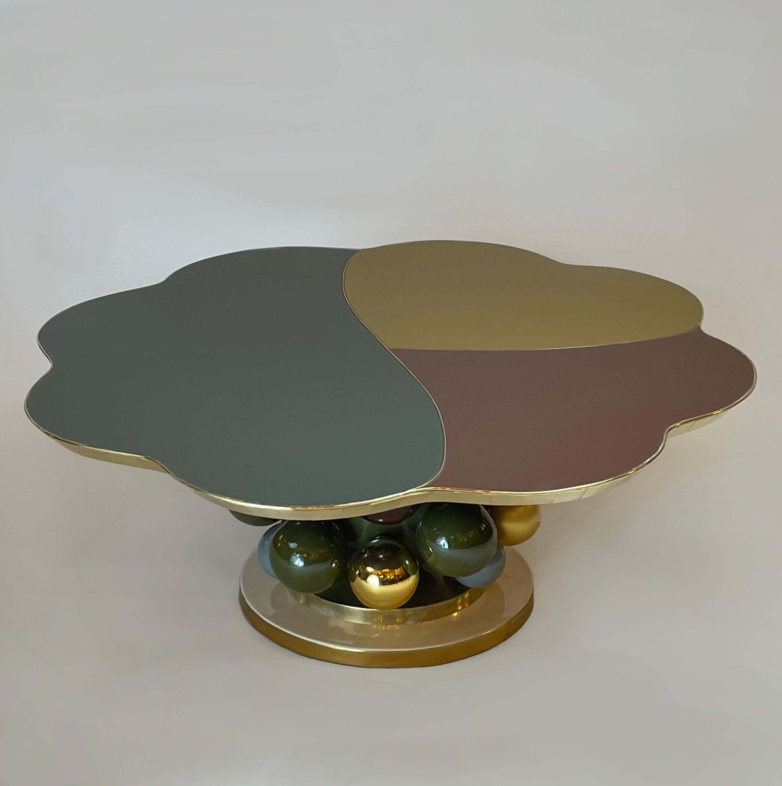Late 20th Century Flower Shape W/ Opaline Glass & Ceramic Balls Coffee Table photo 9357.0