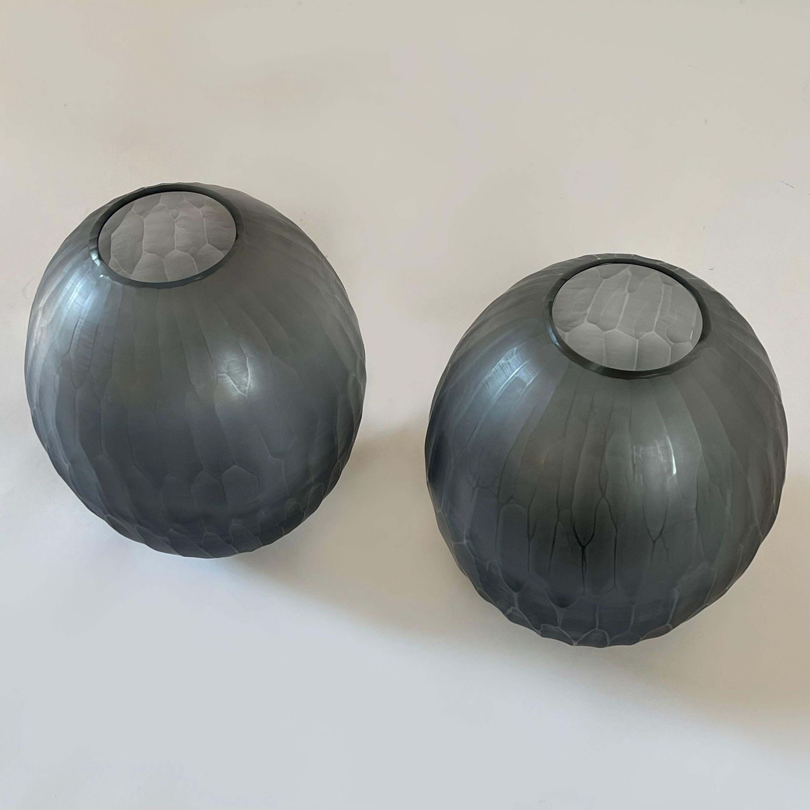 Late 20th Century Pair Of Sculptural Gray Murano Glass Vases photo furniture