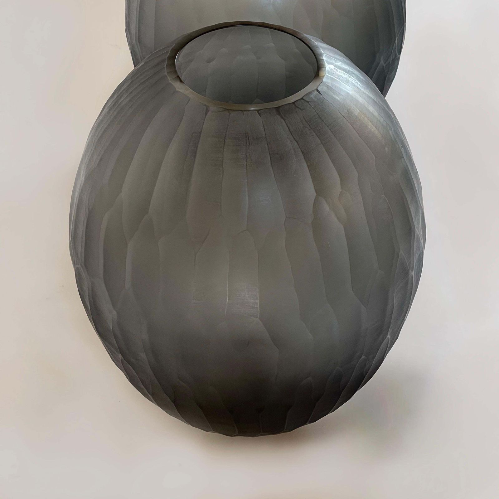 Late 20th Century Pair Of Sculptural Gray Murano Glass Vases photo 3062.0