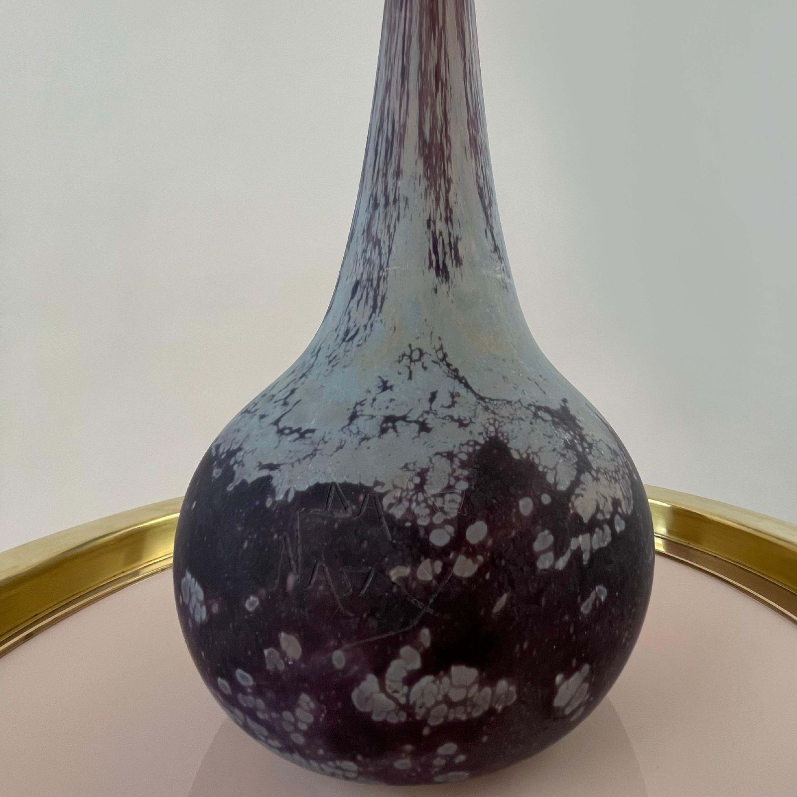 Art Deco Monumental Egyptian Purple Art Glass Soliflore Vase By Daum Nancy photo vintage