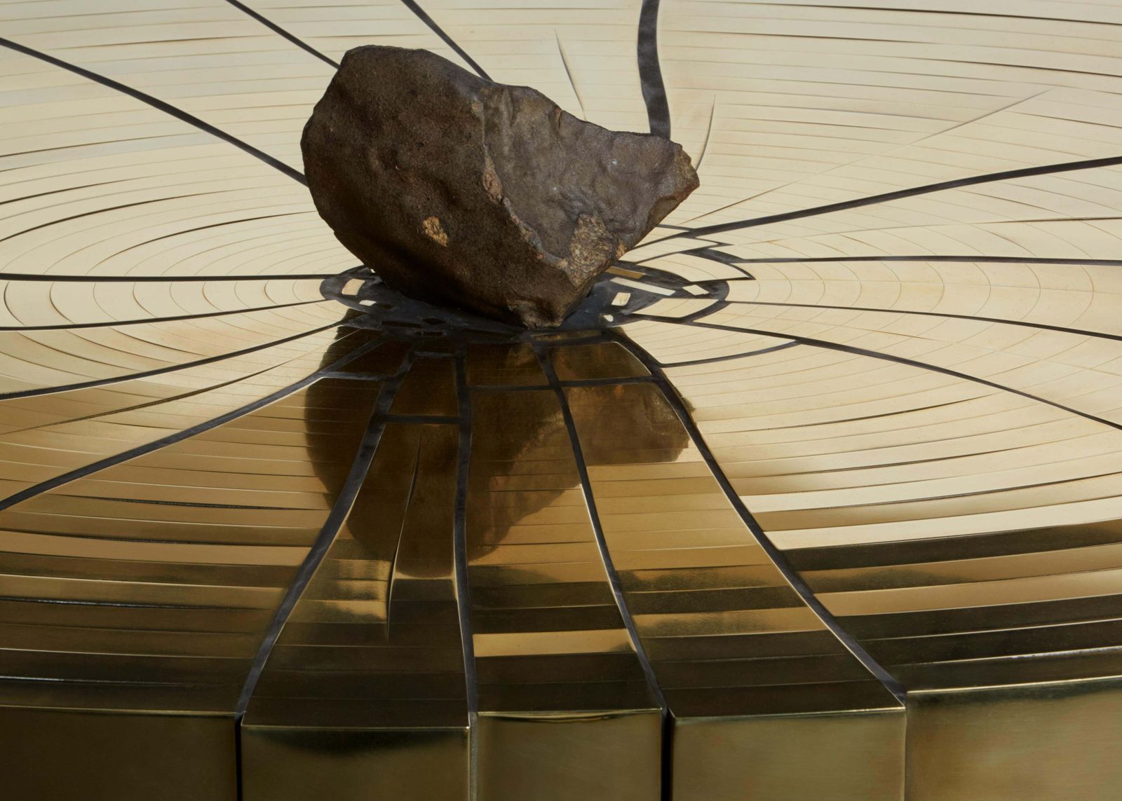 photo furniture Fracture Cosmique Brass & Black Steel Coffee Table W/Meteorite By Erwan Boulloud