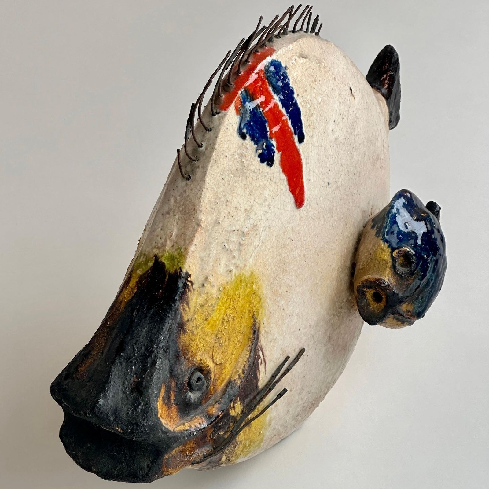 Mid Century Modern Italian Glazed Ceramic Fish Sculpture By Ivo De Santis photo Art