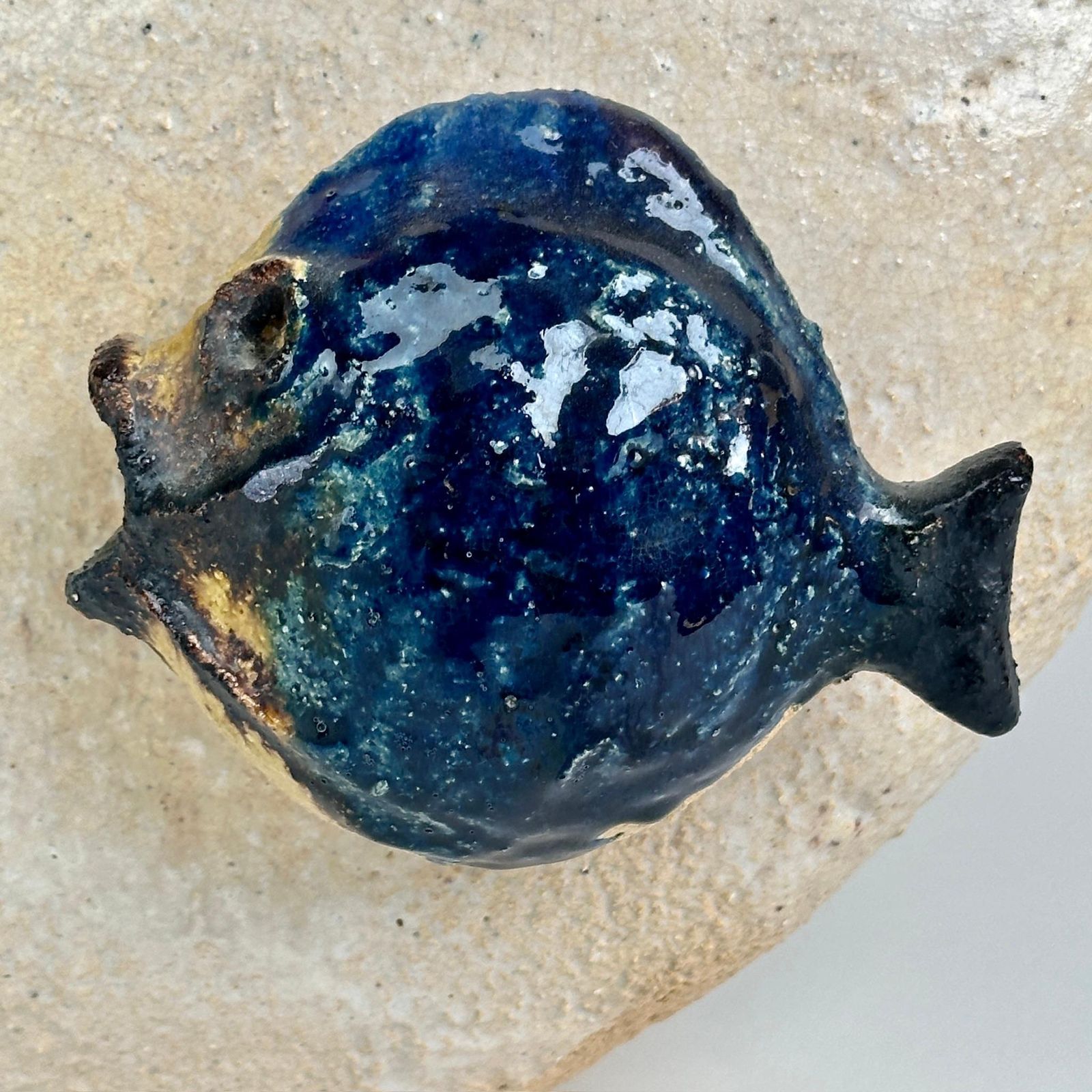 photo for sale Mid Century Modern Italian Glazed Ceramic Fish Sculpture By Ivo De Santis