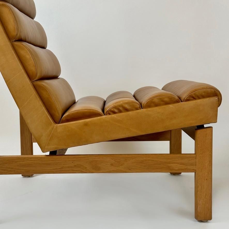 Mid Century Modern Swedish Oak & Cognac Leather Lounge Chair By K. E. Ekselius photo 3403.0