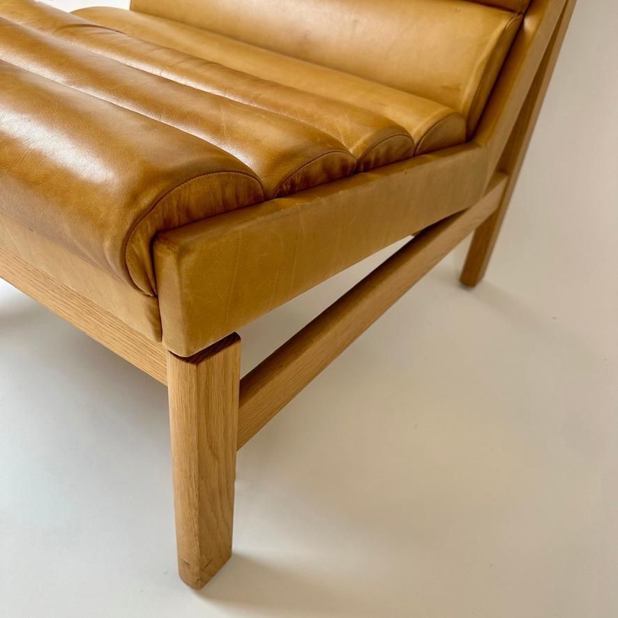 Mid Century Modern Swedish Oak & Cognac Leather Lounge Chair By K. E. Ekselius photo vinterior