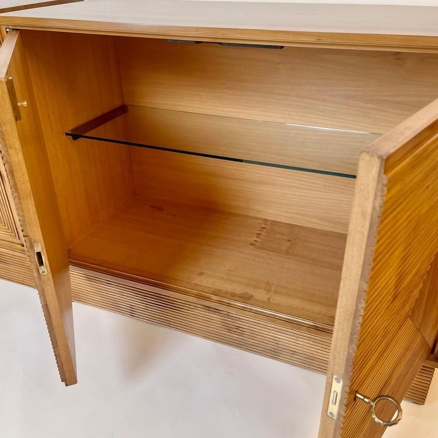 Mid Century Modern Pair Of Italian Cherry Veneer Cabinets W/ Breadsticks Doors photo vintage