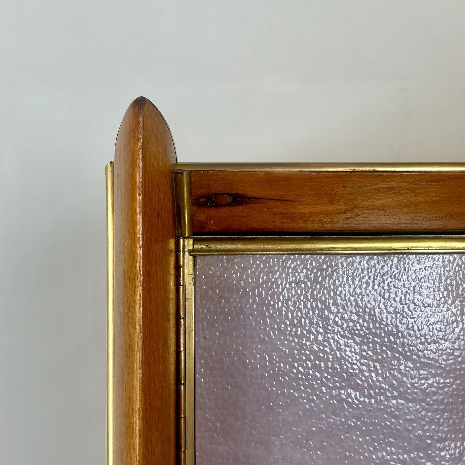 Mid Century Modern Beech Wood, Brass, Mirror & Murano Art Glass Dry Bar Cabinet photo Furniture