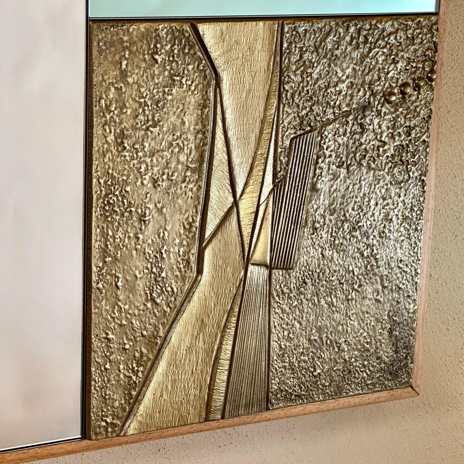 Late 20th Century, Italian Green & Bronze Mirror W/ Sculptural Bronze Plaques photo 5529.0