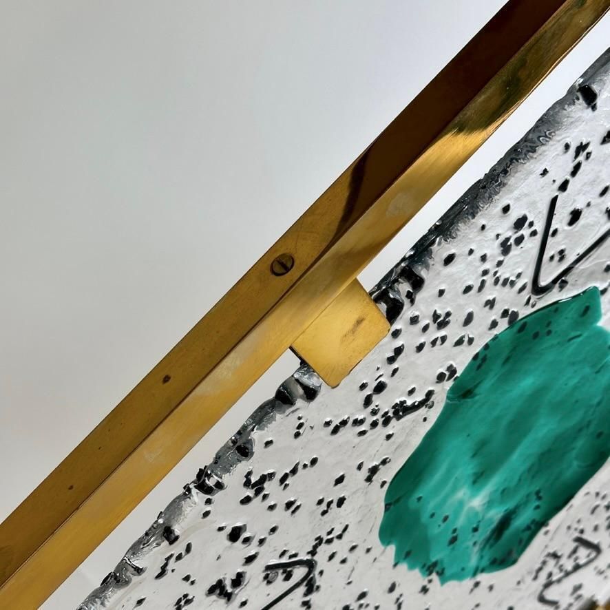 Late 20th Century Pair Of Transparent/Green Murano Art Glass & Brass Table Lamps photo vinterior