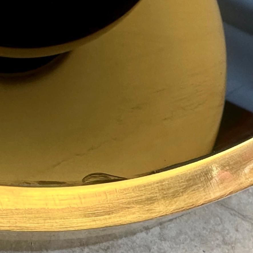 Late20th Century Pair Of Brass, Black Opaline & Caramel Murano Glass Table Lamps photo vinterior