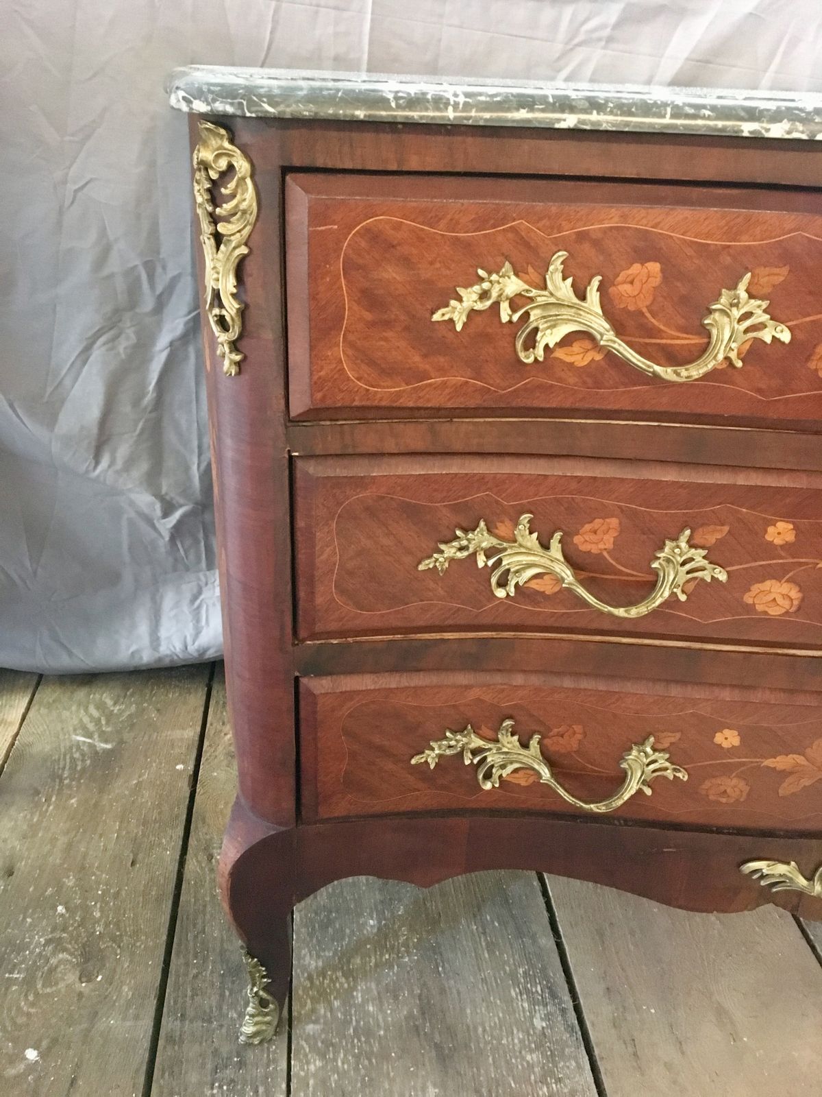 Antique 19th Century French Louis XV Marquetry Napoleon III Commode photo Furniture