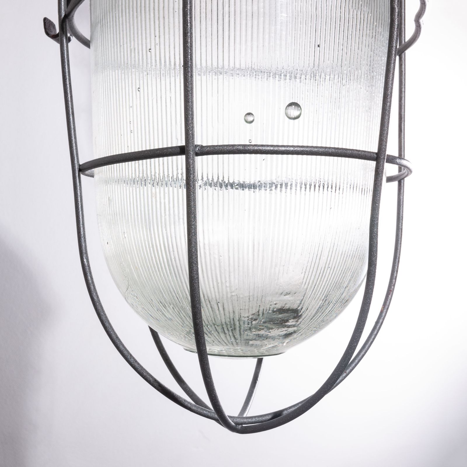 1960s Industrial Caged Hanging Ceiling Pendant Lamps/Lights With Original Glass photo Lighting