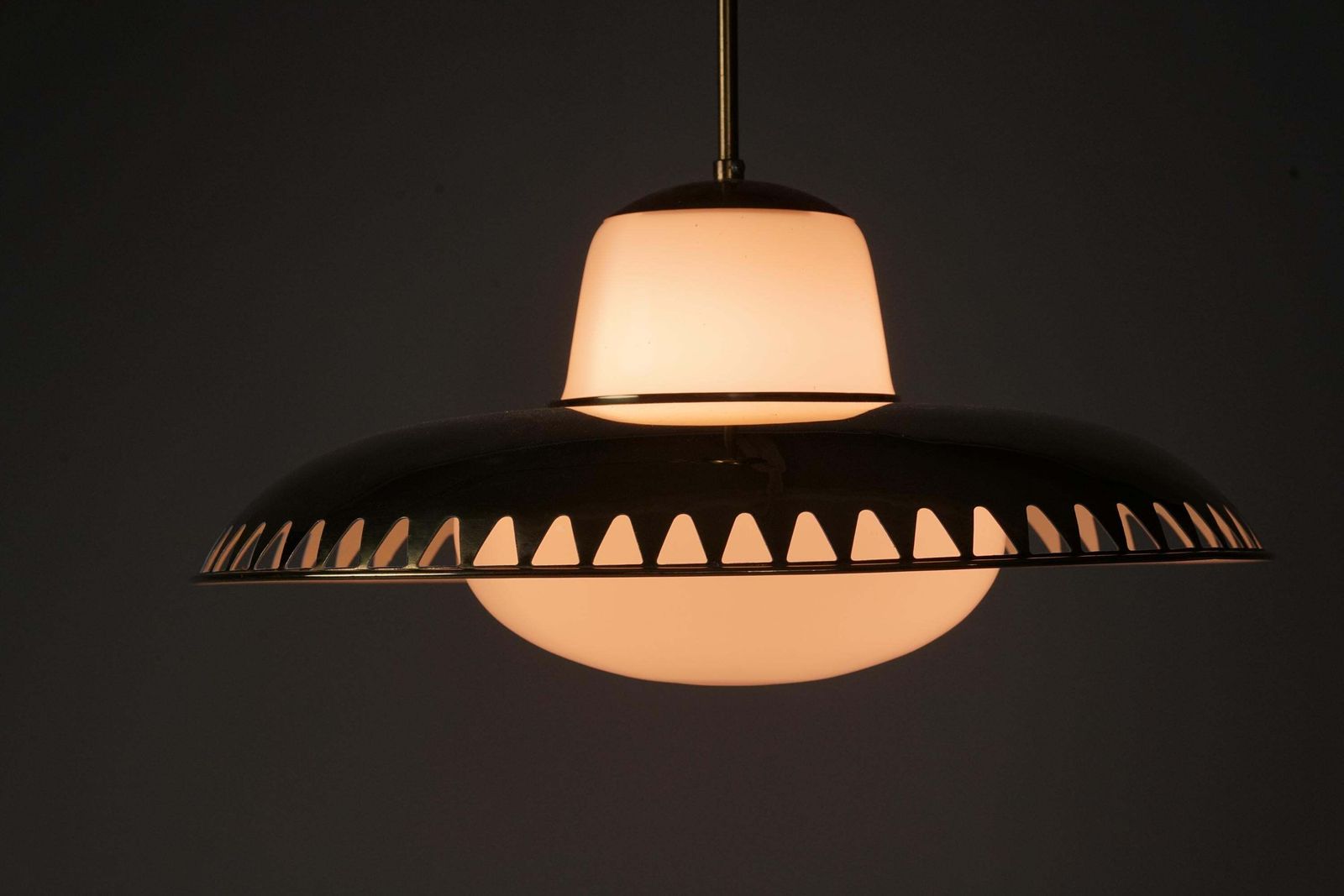 Pair Of Brass Pendants By Lisa Johansson Pape & Gunilla Jung, Orno Oy, 1950s photo Lighting