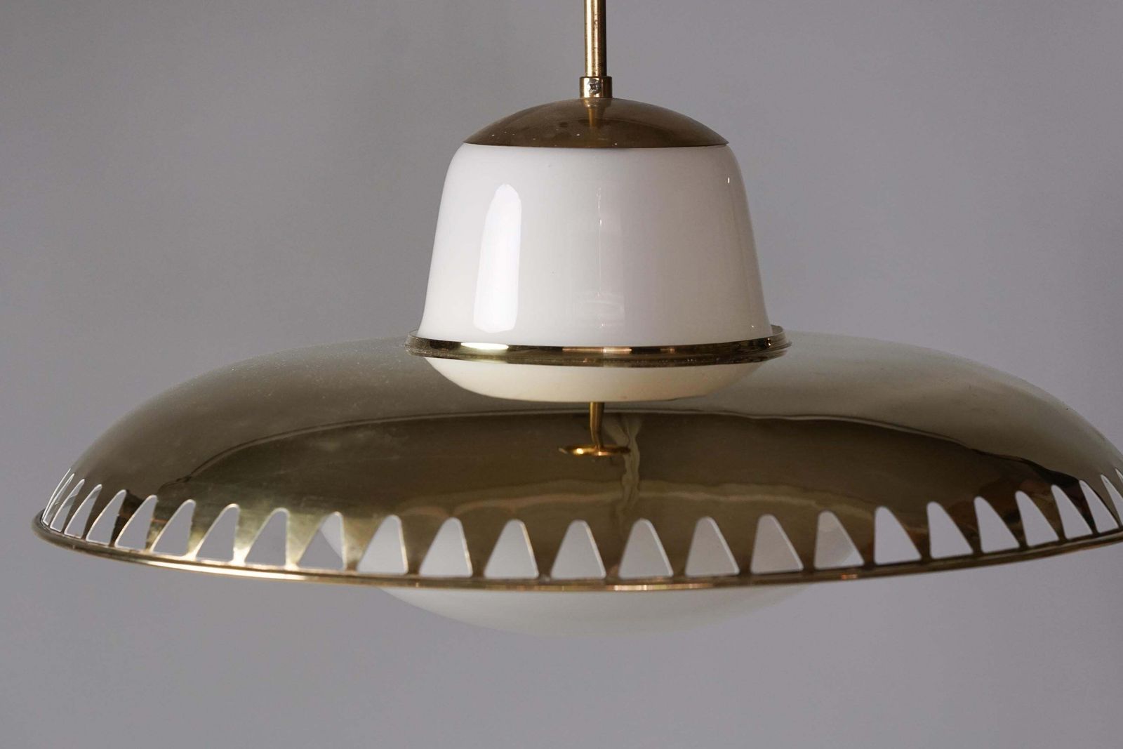 photo for sale Pair Of Brass Pendants By Lisa Johansson Pape & Gunilla Jung, Orno Oy, 1950s