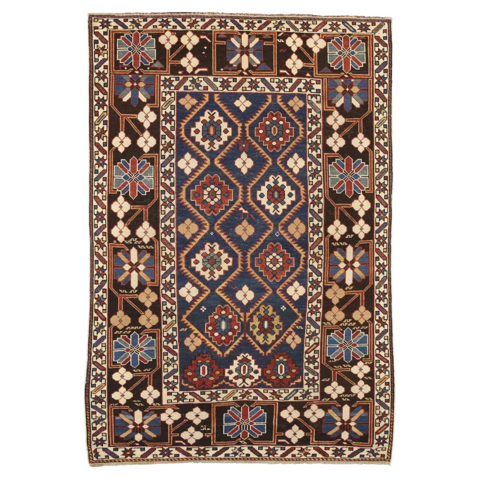 Antique Caucasian Large Scale Lattice Design Shirvan Wool Rug, 1880 1900
