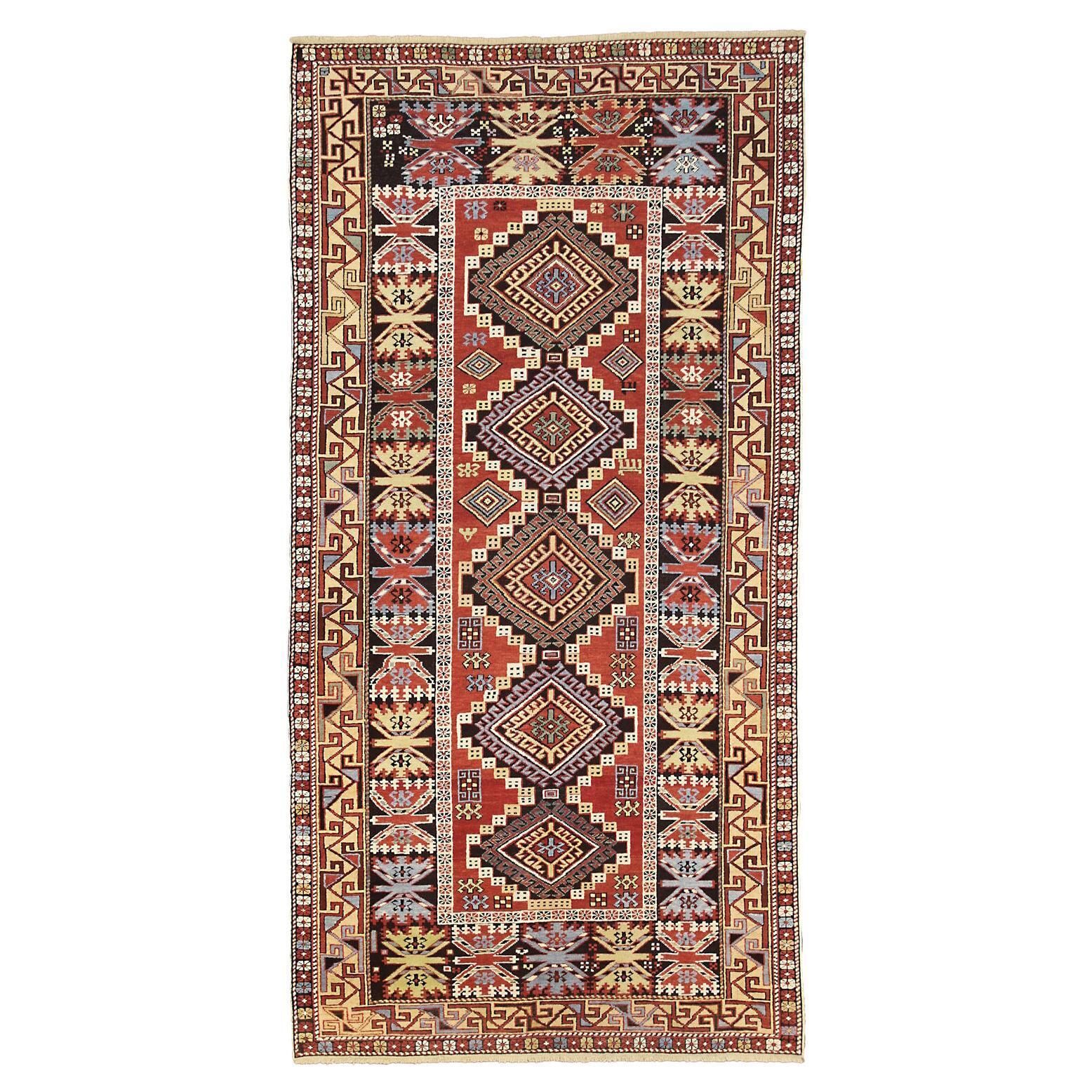 1880 1900 Fine Antique Caucasian Shirvan Rust&Blue Wool Rug