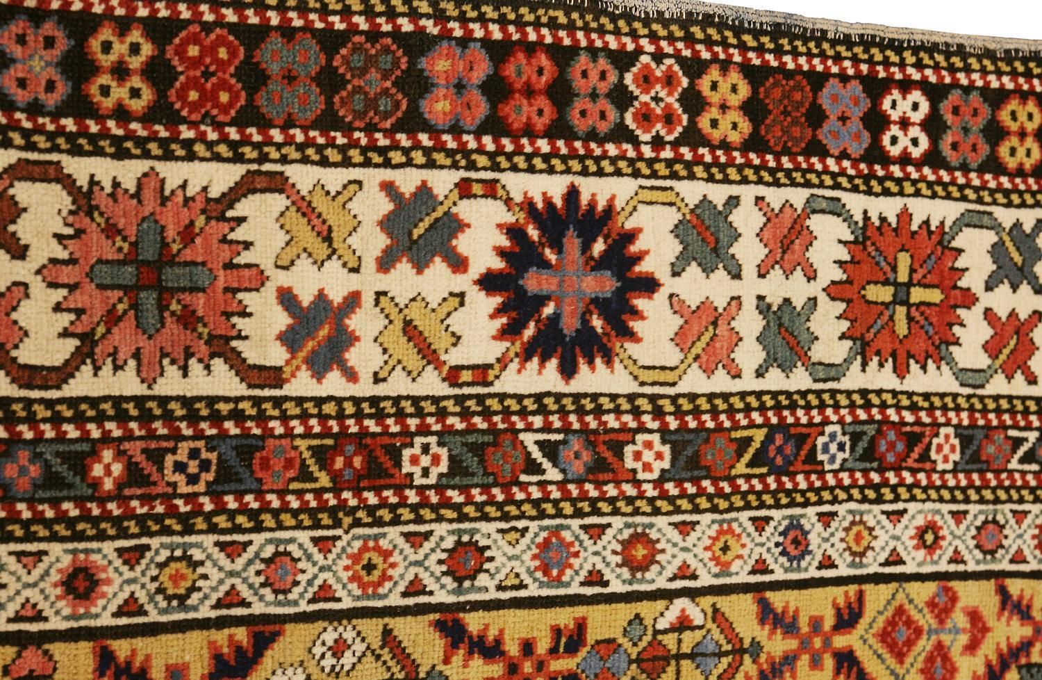 Antique Caucasian Daghestan Abstract Crab Design Rug 3' 2" × 9' 5" photo vinterior