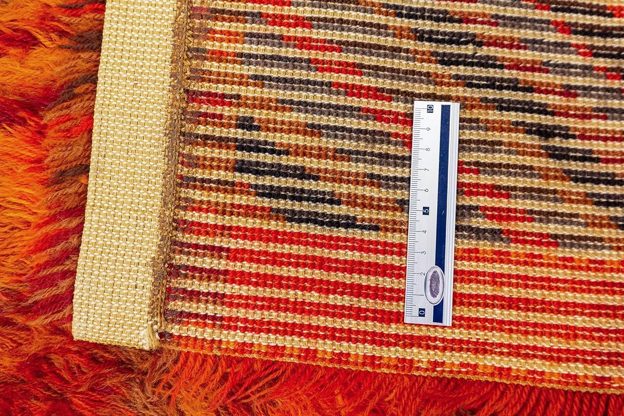 Rya Rug Swedish Red Color photo vintage