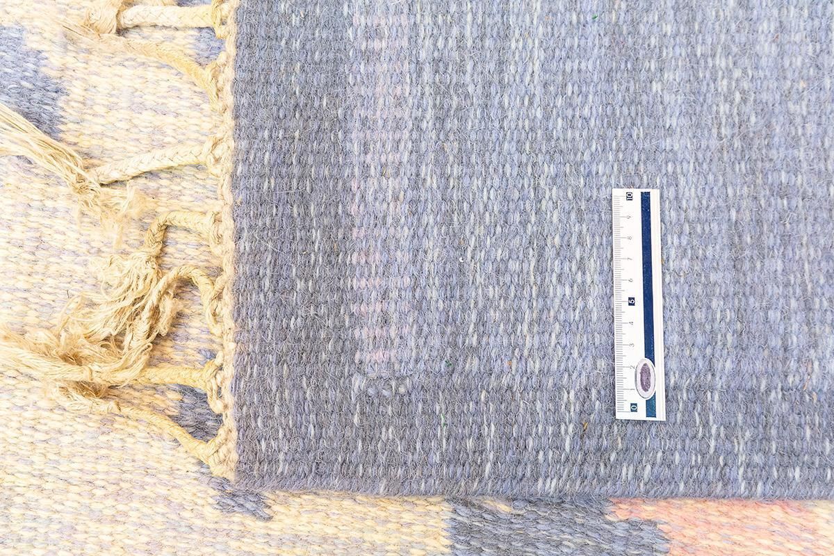 Scandinavian Carpet Rollakan Swedish Abstract Design Soft Color Palette photo vintage