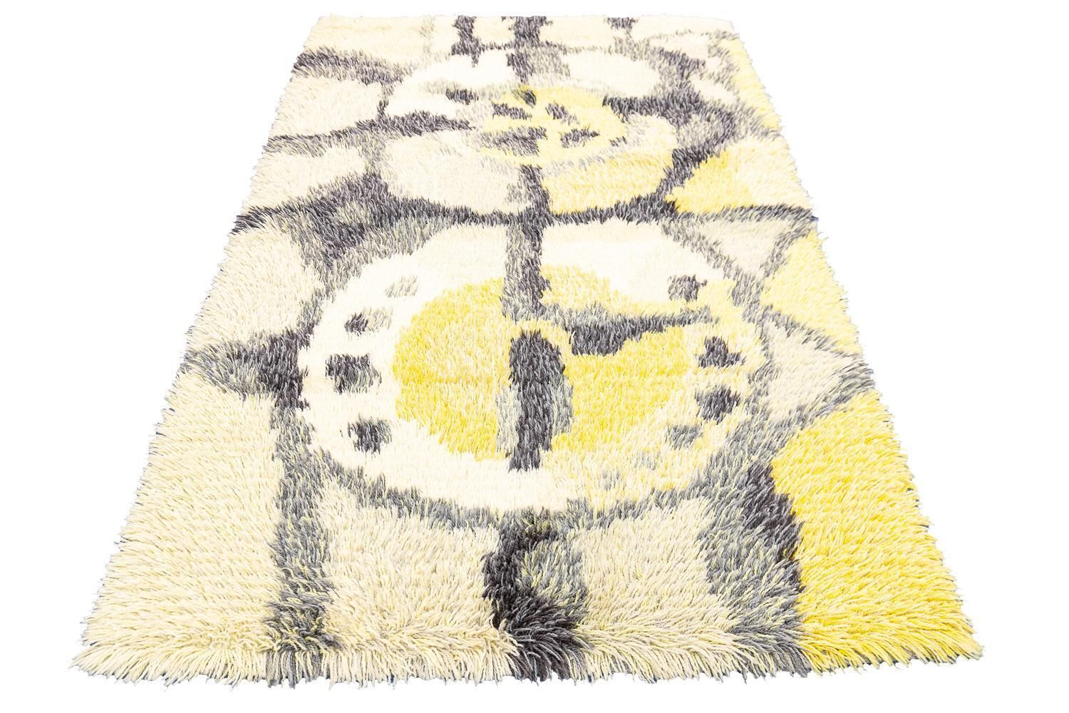 Rya Rug Swedish Vintage Abstract Design photo for sale