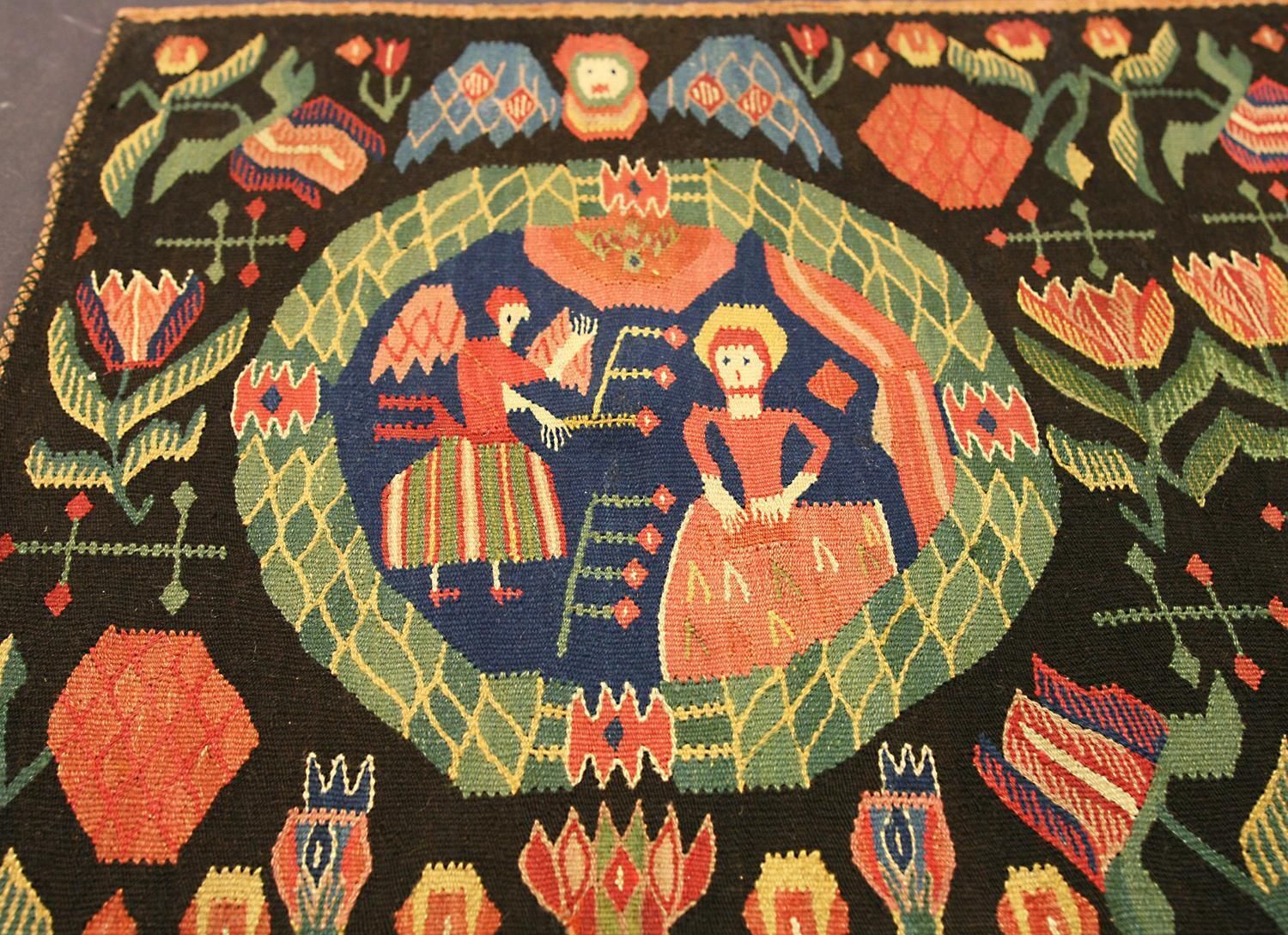 Swedish Textile Lady Being Greeted By An Angel Design photo furniture