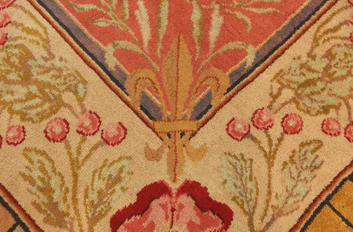 Circa 1940 Vintage European Wool Rug With Medallion photo furniture