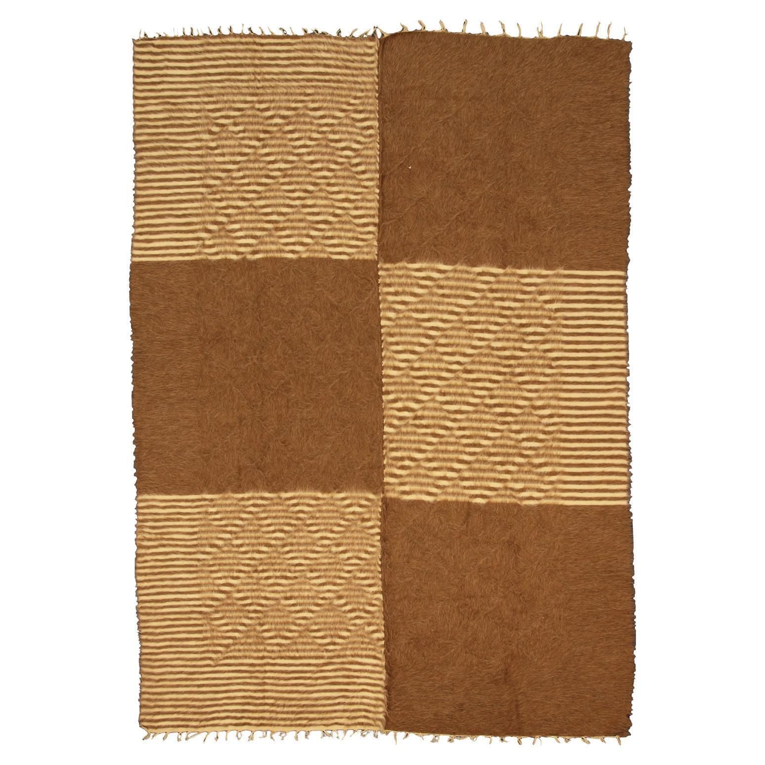 Turkish Mohair Brown Wool Carpet, Xxi Century