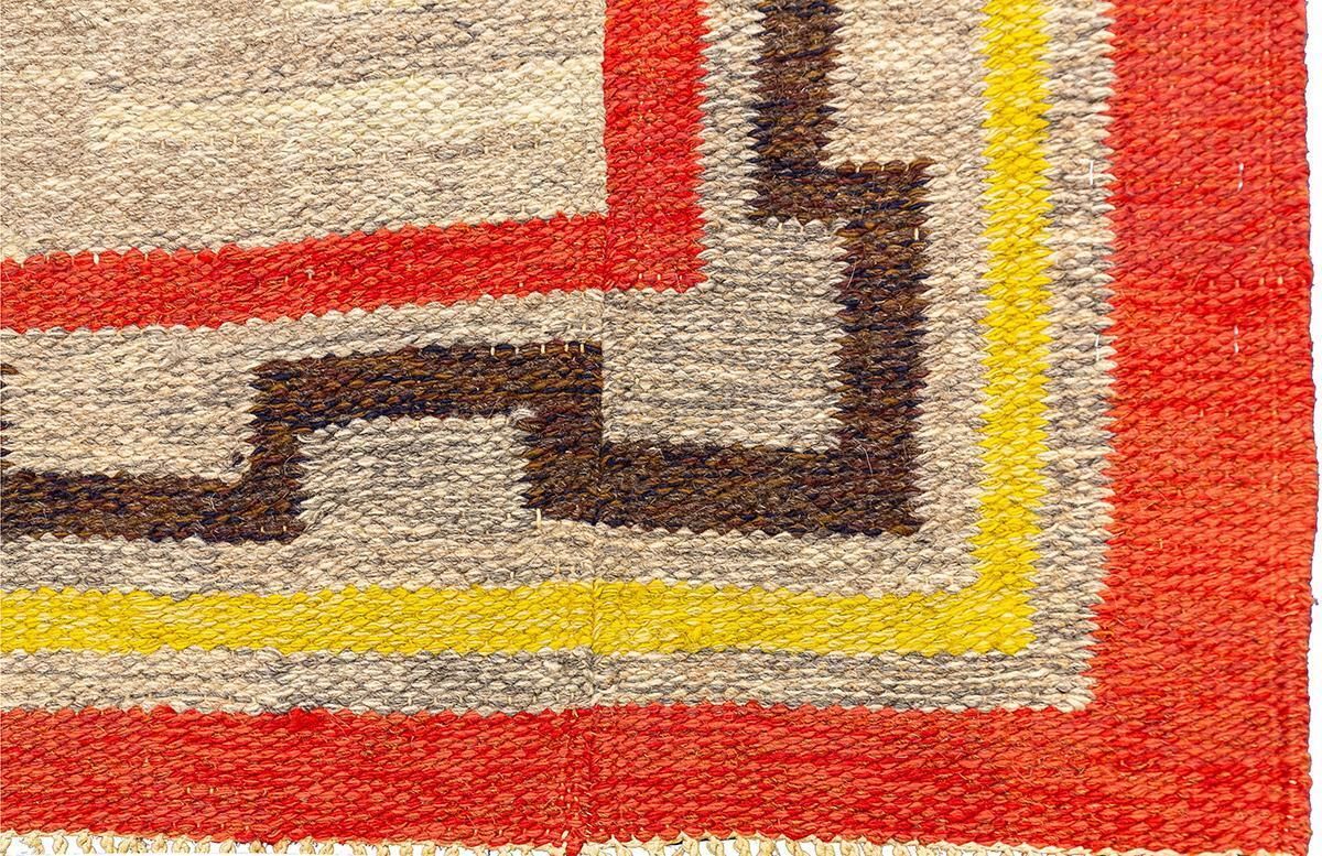Scandi Rug Rollakan Swedish Abstract Design With Beige Field Color photo 1503.0