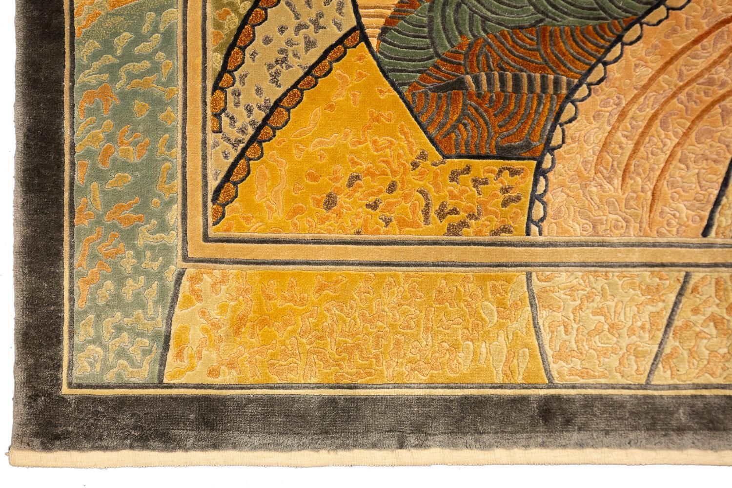 Chinese Art Deco Silk Rug Late 20th Century photo Textiles